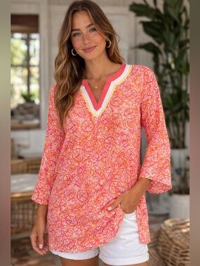 Lilly Pulitzer Elina Long Tunic in Hotty Pink